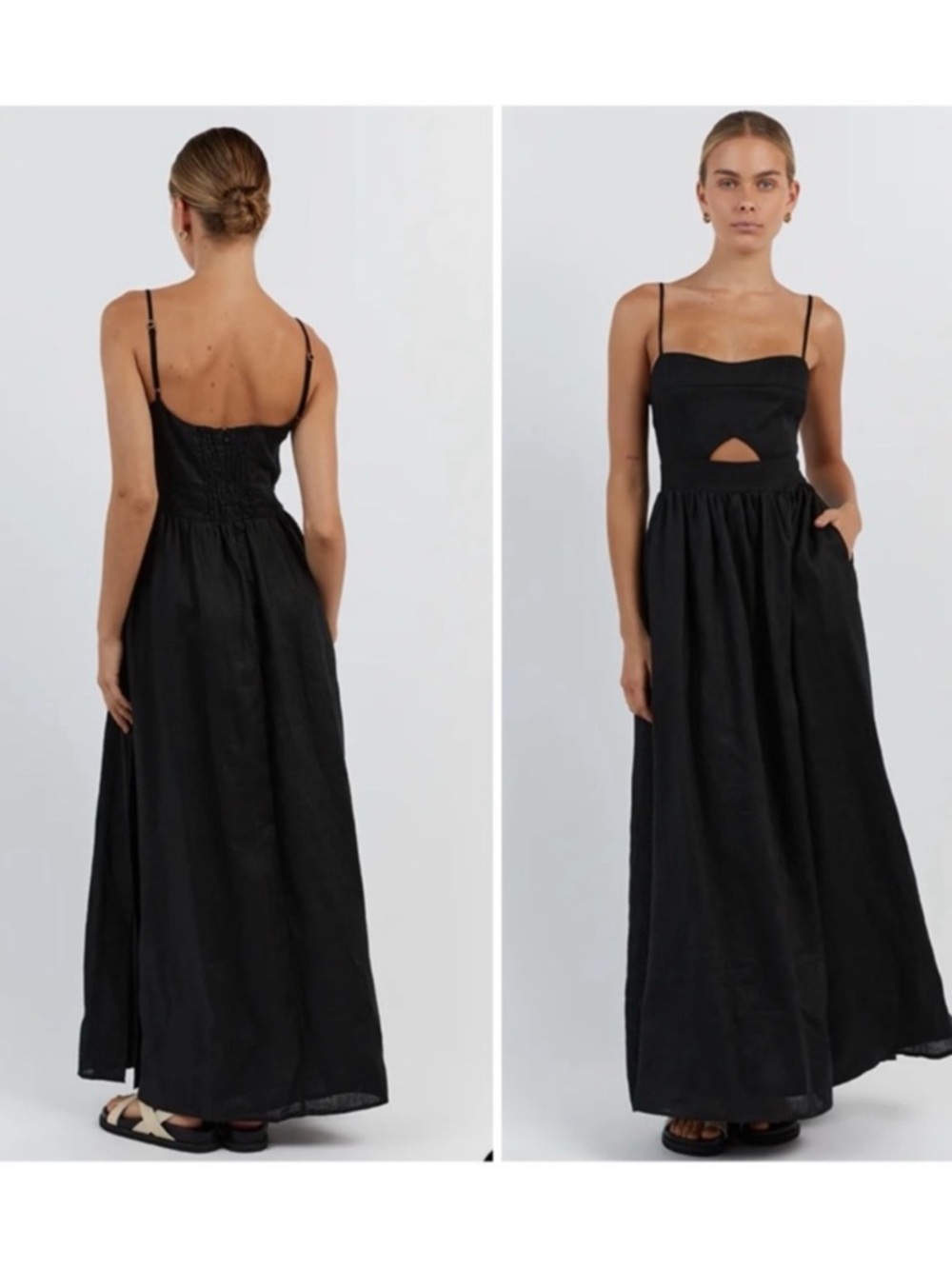 DISSH Black Linen Harper Midi Dress